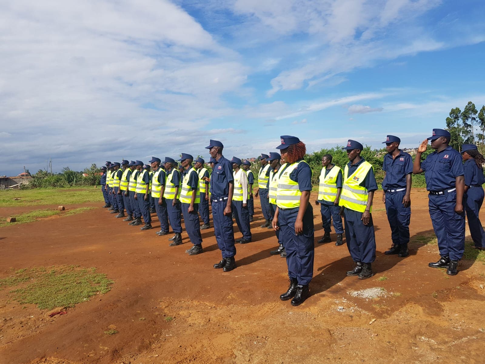 Image of our security guards in a lineup during training